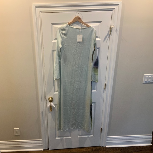 CURAAE Willow Satin Maxi Dress In Blue - Picture 2 of 3